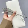 Gafas de Lectura Fotocromáticas Sin Montura Anti Luz Azul para Mujer, Modernas, Elegantes, de Aspecto Juvenil, Alta Definición, Protectoras de Ojos, Gafas de Lectura que Cambian de Color