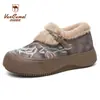 Regiões Ocidentais Mulher do Camelo Sapatos de Algodão Inverno Espessados Sapatos de Pelo Estilo Étnico Botas de Neve Moda Feminina Quente Confortável Sapatos Femininos