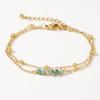 Pulseira Simples de Contas de Ouro e Pedra Semipreciosa Estilo Luxo Leve, Pulseira de Pedras Preciosas Coloridas, Empilhamento Personalizado, Combinação Diária, Sensação de Alta Qualidade