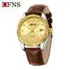 Reloj de Pulsera de Cuarzo OFNS de Moda con Esfera Grande para Hombre de Negocios con Calendario, Reloj Casual Simple para Mujer Luminoso Impermeable