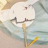 Leque Especial Laqueado para Pintura DIY, Kit de Materiais para Caligrafia, Leque Redondo com Texto e Imagens, Leque Grande Laqueado em Branco