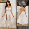 Mufei Roupa de Dormir Sexy Multiestilo Transfronteiriça para Mulheres, Renda Malha Decote V Profundo Alça Dividida Estampa Pijama Roupa de Casa