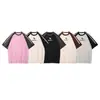 Camiseta de Manga Raglán de Marca Moderna con Cuello Redondo Verano Nuevo Retro Americano Tops para Hombre de Manga Corta Sueltos y Casuales