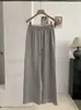 KEKEZOON 2026 Otoño Nuevo Estilo Coreano Elástico Cintura Alta Cordón Pierna Ancha Pantalones Deportivos Mujer Sueltos Largos 8907