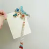 Horquilla de perla Xiangyun azul quemada de estilo antiguo, nueva horquilla china con borla lateral, clip de sentido avanzado, accesorio para el cabello, horquilla para la cabeza