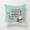 Capa de Almofada Decorativa de Natal Estilo Desenho Animado Criativo Pintado à Mão Capa de Almofada Traseira Decorativa Fofa de Boneco de Neve Papai Noel