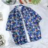 Camisa Vintage Hawaiana de Manga Corta de Corea del Sur para Hombre y Mujer Estilo Hong Kong Chic Suelta para Pareja Playa Marítima Color Camisa de Moda