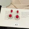 Pendientes de Gota de Agua Exagerados y Elegantes, Imprescindibles para Banquetes, con un Aura Roja y un Diseño de Alta Gama Que Brilla para Mujeres