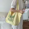 Bolso Tote Casual de Nailon Estilo Coreano Ins Bolso de Mano Estampado con Letras de Moda Popular Rayado Doble Cara Bolso de Hombro para Mujer
