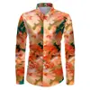 Camisa Masculina Europeia e Americana Transfronteiriça Nova Primavera e Outono Estilo Palácio Impressão Digital 3D Tendência Manga Longa