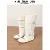 Sandalias de Ballet Botas de Dos Vías Desmontables de Diseño de Nicho 2026 Verano Nuevas Botas Largas con Hebilla de Cinturón Interior que Aumenta la Altura Caladas