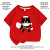 Camiseta de Dibujos Animados Gato Negro Sheriff Linda Animación Manga Corta para Hombre y Mujer Ropa de Estudiante Camisa de Verano para Niños de Media Manga Holgada