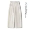 Pantalones bombachos cropped de moda personalizados para mujer, estilo fino de verano, cintura alta elástica con cordón, transpirables, holgados, adecuados para ir al trabajo