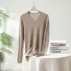 Suéter de Otoño e Invierno Cuello Redondo Perezoso 100% Cachemira Pura Tejido de Punto Cuello Bajo Delgado Apariencia Adelgazante Ajustado Prendas de Punto Base