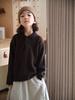 Suéter Feminino 2026 Outono/Inverno Novo Suéter de Lã Suéter de Malha com Gola Polo Infantil Pulôver de Cor Sólida Camiseta Básica