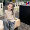 Suéter para Niñas Invierno 2025 Suave y Elegante Versátil Ropa de Punto para Bebé Otoño e Invierno Camisa Base Tejida Interior para Niños