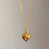 Hip-Hop Retro Estilo Alabanza Acero de Titanio Oro de 18 Quilates Colgante de Corazón Pulido Tridimensional Multifacético Collar de Amor