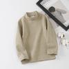 Camiseta Térmica Base para Niñas, Temporada de Otoño, Cuello Medio, Engrosada, Tejido Cepillado, Estilo Nuevo de Primavera, Moda Coreana, Elegante Camiseta Térmica Rayada