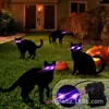 Insertos para Jardín de Halloween con Luces - Juego de 4 Piezas de Gato Negro para Decoración Exterior Impermeable Decoración de Césped con Temática de Halloween