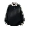 Han Lu Moletom Gola Alta Estilo Americano Masculino Outono Silhueta Solta Top Bainha Ajustável Pulôver Casual