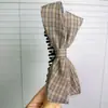 Pinza de plátano con lazo de tela a cuadros estilo coreano, pinza vertical de alta gama y exquisita para peinado semirecogido de mujer, accesorio para el cabello