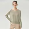 Outono de 2026 Novo Suéter de Gola V Feminino Solto Cor Sólida Estilo Preguiçoso Leve Tricô Sweater Jaqueta