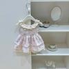 Vestido de Verano Pequeño Floral para Niña Color Lima Nuevo Estilo Bebé Falda Lencera Verano Manga Volante Encaje Falda de Princesa