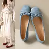Zapatos de mujer talla grande 35-44 43 nuevos zapatos con lazo mujer 42 estilo coreano punta cuadrada boca baja planos zapatos de tela de guisante 41
