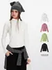 Camiseta de Manga Larga Base de Color Sólido de Cuello Alto Versión Multicolor Heyhenry para Mujer en Primavera y Otoño con Hombros Normales y Corte Ajustado