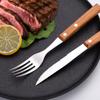 Talheres Personalizados para Restaurante Huali Cabo de Madeira Faca, Garfo e Colher Talheres Ocidentais Faca de Bife Espessa Aço Inoxidável Conjunto de 3 Peças