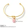 Estilo Retrô Europeu e Americano Colorido Divertido Pingente de Número Pulseira em Forma de C com Nó Banhada a Ouro 18K Doce Cool Color-Blocking Pulseira Aberta