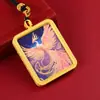 Collar con Colgante Thangka de Xizang Semi-Pintado a Mano y Pintado en Oro del Dios de la Riqueza y los Doce Animales del Zodiaco