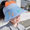 Nuevo sombrero de verano para niños con diseño de dinosaurio pequeño, sombrero de copa vacío con bonito dibujo de dibujos animados, sombrero de playa con ala grande y protección solar.
