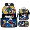 Mochila Infantil de Dibujos Animados Mario Xintu Transfronteriza para Estudiantes de Primaria Gran Capacidad Casual Mochila Escolar Set de Tres Piezas