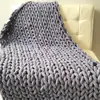 Manta gruesa de chenilla Ins, hecha a mano, estilo europeo y americano, gruesa, para el final de la cama, tejida, para sofá.