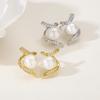 Aretes de perla de agua dulce natural con diseño creativo en forma de S, temperamento de Corea del Sur, aretes de amor, joyería, aretes al por mayor