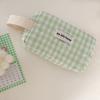 Bubu Rosa Verde Xadrez Bolsa de Cosméticos Bolsa de Higiene Pessoal Macia Portátil Bolsa de Mão Acolchoada Bolsa de Armazenamento de Artigos Diversos