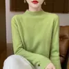 Suéter de lana cálido de punto con cuello semialto, modelo nuevo sin costuras, versátil para otoño e invierno, capa base de moda para mujer