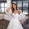 Vestido de Gasa tipo Tubo 2026 Estilo Nuevo Mangas Abullonadas Tallas Grandes Petite Estilo Francés Hepburn Recepción de Boda Vestido de Boda Ligero