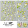 Redanco nuevo red de malla de relieve 5D dibujos animados lirio concha luz pegatinas para uñas pegatinas de uñas estéreo He-1095