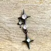 Pendientes serie tinta negra de aleación de titanio F-136, rosca interna de titanio G23, anillos de labio de circonita cúbica, joyería para piercing