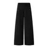 Pantalones Casuales de Mezclilla Blancos y Negros de Cintura Alta con Botón Estilo Retro Americano para Hombres y Mujeres Pantalones Rectos Sueltos de Cintura Alta Oversize