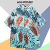 Camisa floral havaiana marca de moda masculina retrô solta casual estilo Hong Kong masculino chique casal Praia manga curta estilo japonês camisa