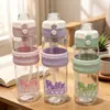 Processamento Personalizado de Copos Duplos para Bebidas em Cores Macaron, Copos de Água Esportivos de Grande Capacidade, Copos de Água Plásticos Portáteis para Meninas e Crianças