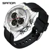 SANDA Reloj Nuevo Estudiante Moda Multifuncional Adolescente Impermeable Electrónico Doble Pantalla Cronógrafo Deportivo