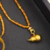 Esperando con ansias el Nuevo Collar de Calabaza Estilo Chino de Alta Retención de Color Estilo Nacional Retro Collar de Cuentas de Madera de Calabaza Oro Arena Antigua Cepillada para Mujer