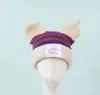 Sombrero de Lana de Estilo Coreano Transfronterizo con Orejas de Cerdo y Gato para Otoño e Invierno, Sombrero de Punto Cálido de Moda con Estampado, Marca Versátil de Tendencia, Sombrero para el Frío para Mujer