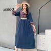 Nuevo 2024 Yunnan Xinjiang Estilo Étnico Viaje Nuevo Algodón y Lino Patchwork Cintura Adelgazante Look Vestido Retro