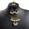 Brincos Anel Colar Suit Bohemian Europeu e Americano Estilo Étnico Vintage Brincos com Franjas de Diamante Pérola