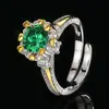 Huayoumei Accesorios de Joyería Anillo Esmeralda Diamante Blanco Moda Versátil para el Trabajo y el Ocio Lujo Ligero Francés Retro para Mujer Venta al por Mayor